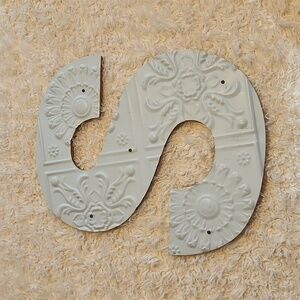 SOPHIE letter "S" wall decor light blue distressed shabby chic pressed tin‎ art